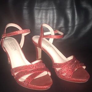 Deblossom collection 2 inch red rhinestone heels